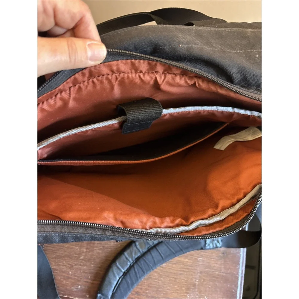 LL Bean Black Canvas‎ Messenger Laptop Shoulder Strap Handle Bag 294131